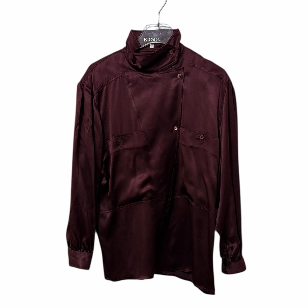 Escada Vintage Burgundy Silk Blouse Size 40/US 8